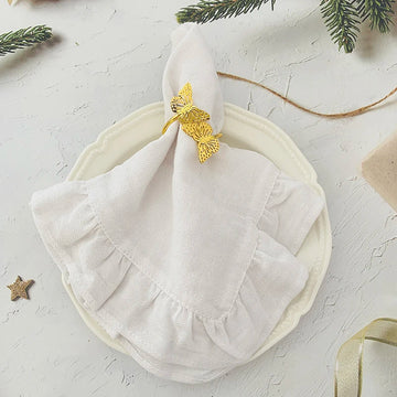 Qfdian 4Pcs White 45x45cm Ruffles Napkins for Birthday Wedding Party Baby Shower Tea Restaurant Christmas Table Placemats Dinning Decor
